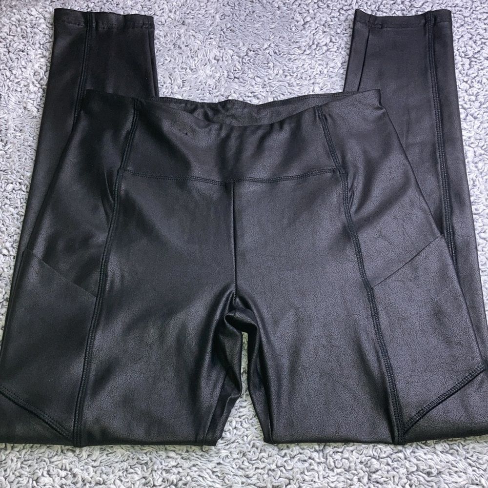 NWT 21 Saints M Leggings Skinny Faux Leather High Rise Stretch Pull-On Black
